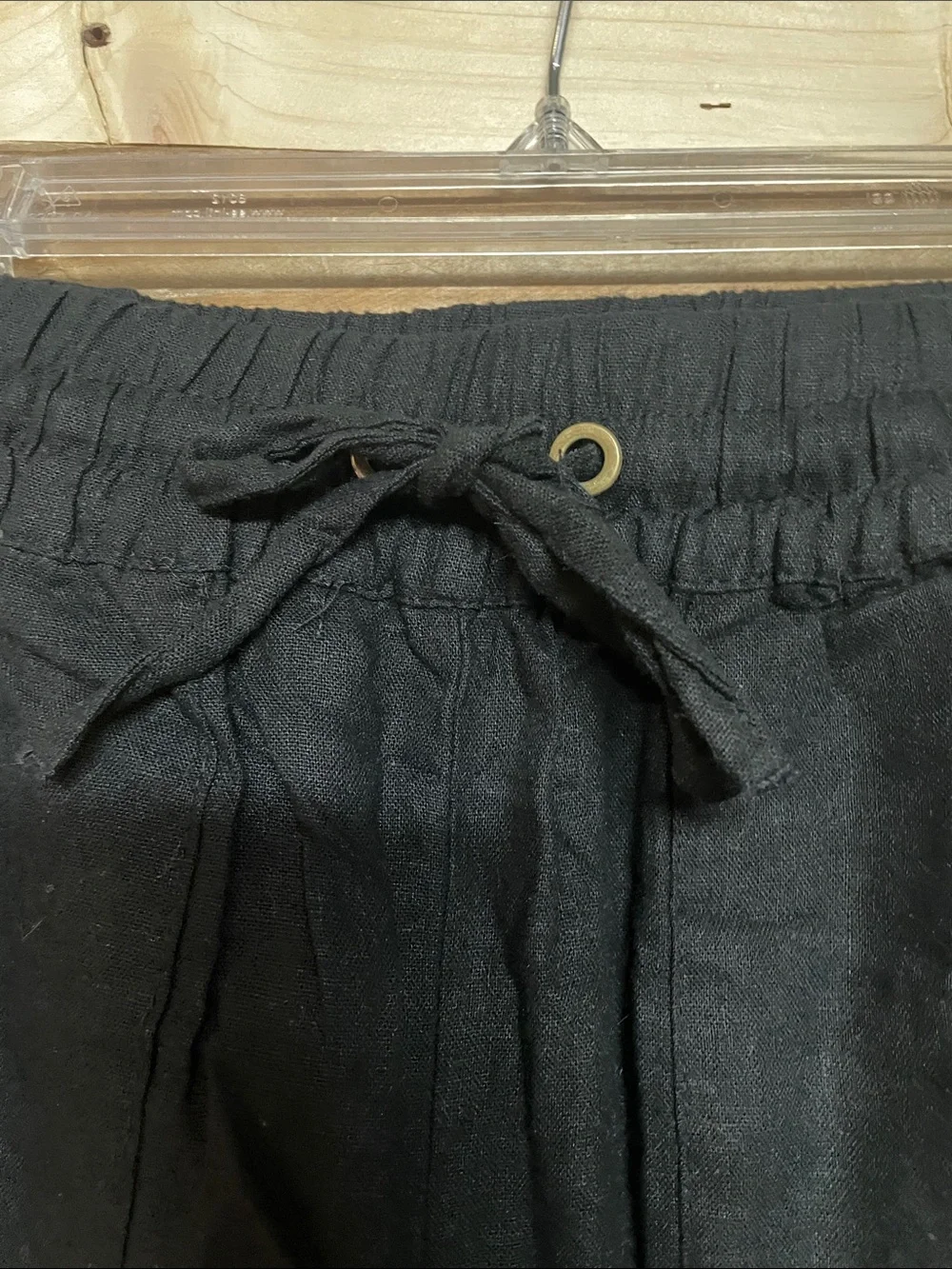 Zenana size XL black elastic high rise waist 5” linen shorts with pockets